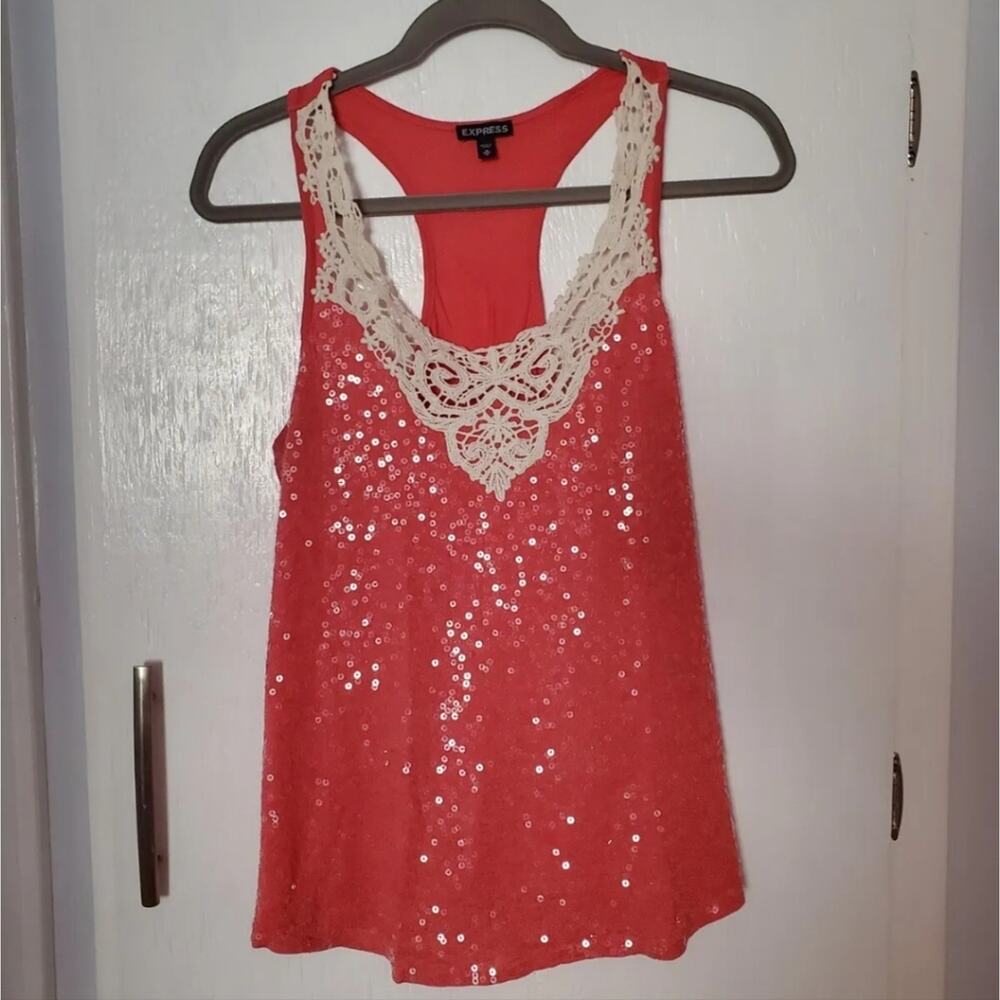 Express coral‎ sequined tank medium